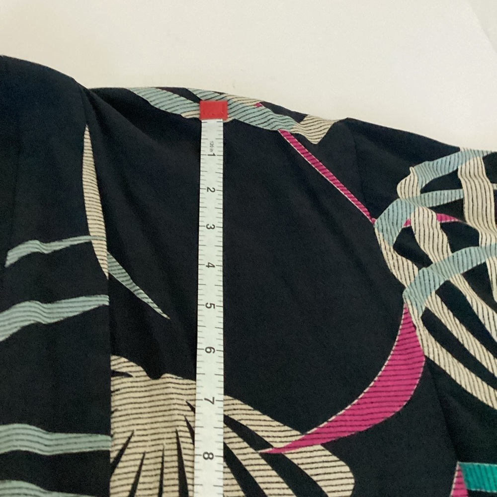 Maeve Kira Long Kimono Jacket Womens Size XS/S Black Tropical Floral Pockets - Picture 14 of 15